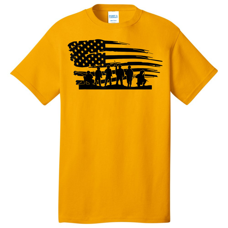 Vintage American Flag Soldiers Veterans Day Gifts Men Women Basic T-shirt | Artistshot