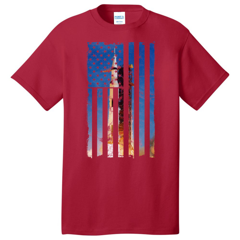 Apollo 11 Saturn V Liftoff 50th Anniversary Vintage Flag Basic T-shirt by ghanimshorgok | Artistshot