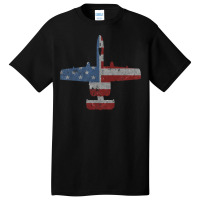 A 10 Warthog Airplane American Flag Design Basic T-shirt | Artistshot