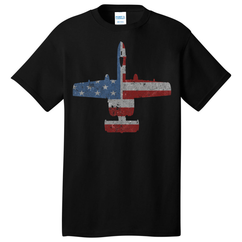 A 10 Warthog Airplane American Flag Design Basic T-shirt by ruprairosittp | Artistshot