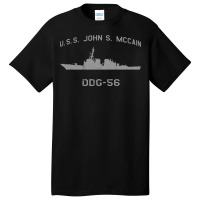 Ddg 56 Uss John S. Mccain Us Navy Guided Missile Destroyer Profile Vin Basic T-shirt | Artistshot