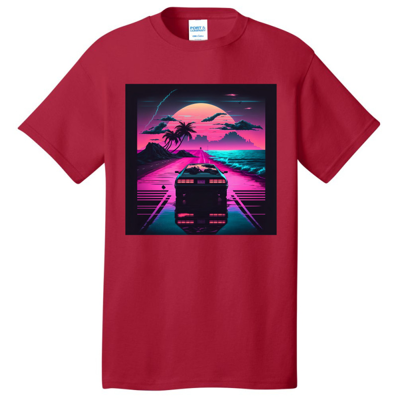 Car  Retro Synthwave Basic T-shirt by Agus Creative | Artistshot