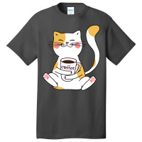 Cat And Coffee Basic T-shirt | Artistshot