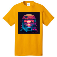 Gaming Retro Synthwave Basic T-shirt | Artistshot