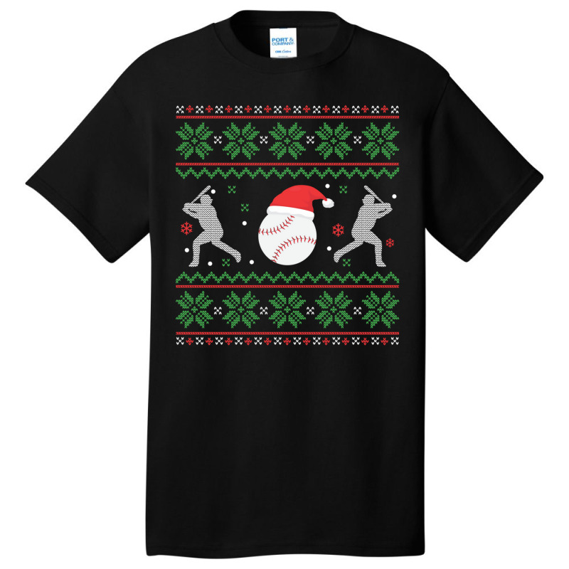 Baseball Ugly Christmas Sweater Funny Xmas Baseball Basic T-shirt by Irena D Good | Artistshot