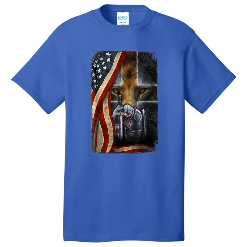 Child Of God Warrior Of Christ Jesus Lion Of Judah Flag Basic T-shirt | Artistshot