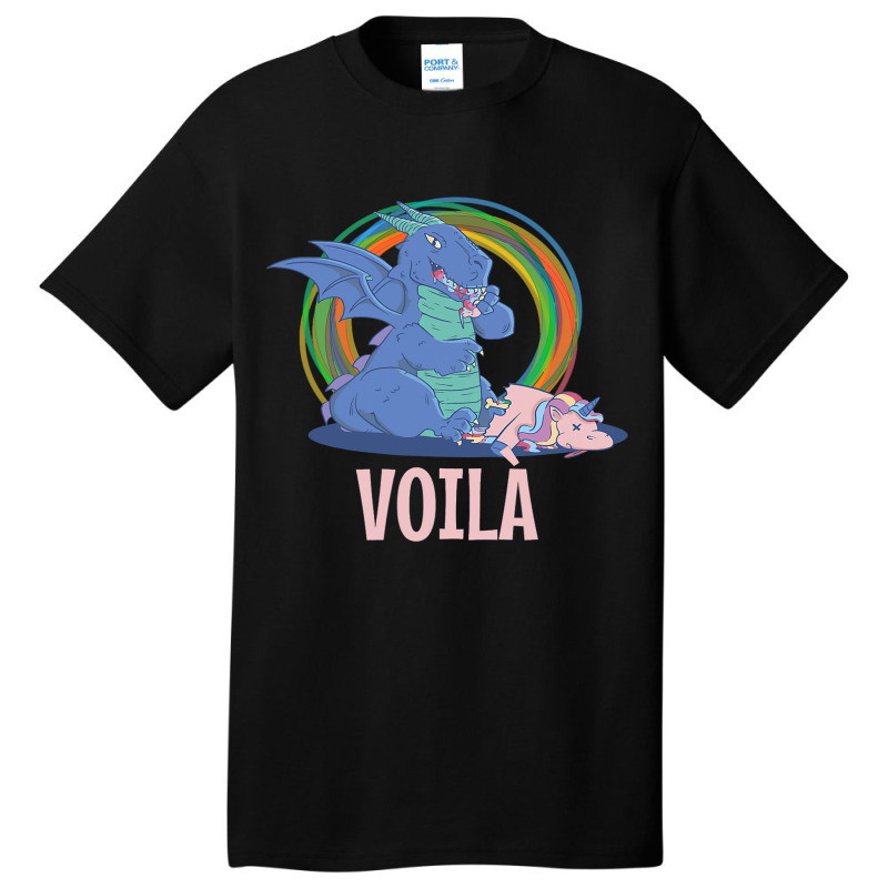 Voila The Last Unicorn Dragon Eaten Satire Fairy Tales Basic T-shirt by MELISSABISHOP | Artistshot