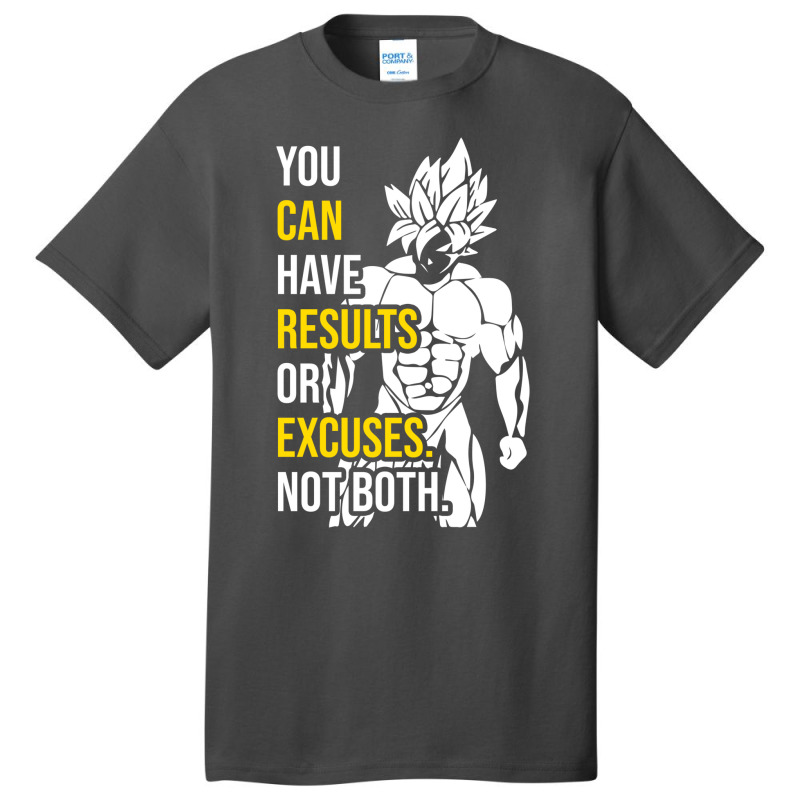 Results Vs Excuses   Goku Gym Motivational Basic T-shirt | Artistshot