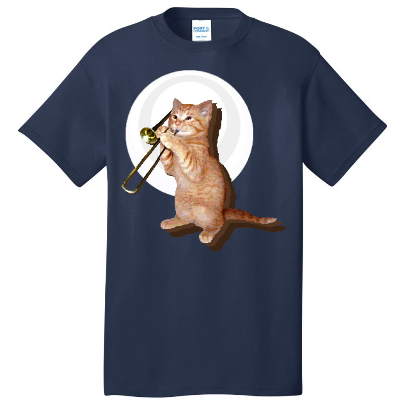 Trombone Cat Basic T-shirt by ouadiecaitoq | Artistshot