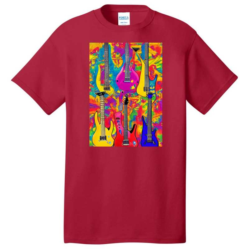 Tie Dye Electric Acoustic Guitar Display Paul Guitar Painting Collage  Basic T-shirt by JimmyChandler | Artistshot