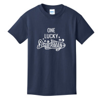 Mens One Lucky Fisherman Fishing Couples Matching Valentine's Day Basic Youth T-shirt | Artistshot