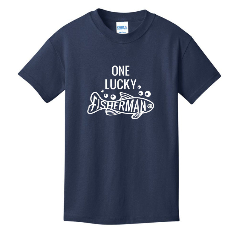 Mens One Lucky Fisherman Fishing Couples Matching Valentine's Day Basic Youth T-shirt | Artistshot