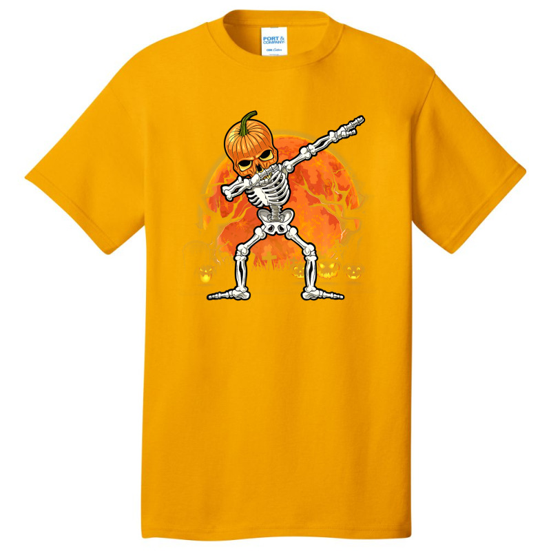 Pumpkin Skeleton Dabbing Funny Halloween Costume Basic T-shirt | Artistshot