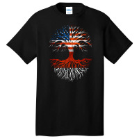 American Grown Indonesian Roots Tree Indonesia Flag Usa Flag Basic T-shirt | Artistshot