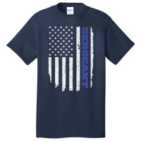 Police Sergeant Thin Blue Line American Flag Usa Basic T-shirt | Artistshot