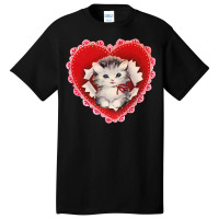 Kitten Coquette Red Valentine Basic T-shirt | Artistshot