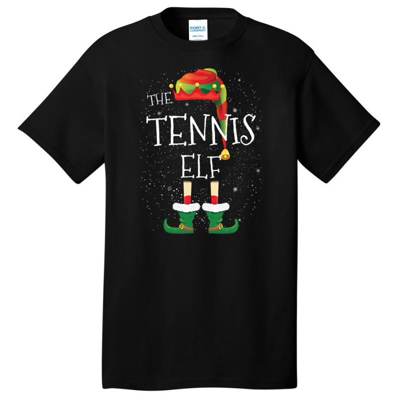 Tennis Elf Family Matching Christmas Group Funny Pajama Gift Basic T-shirt | Artistshot