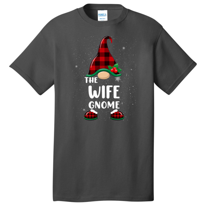 Wife Gnome Buffalo Plaid Matching Family Christmas Pajama Funny Gift Basic T-shirt | Artistshot