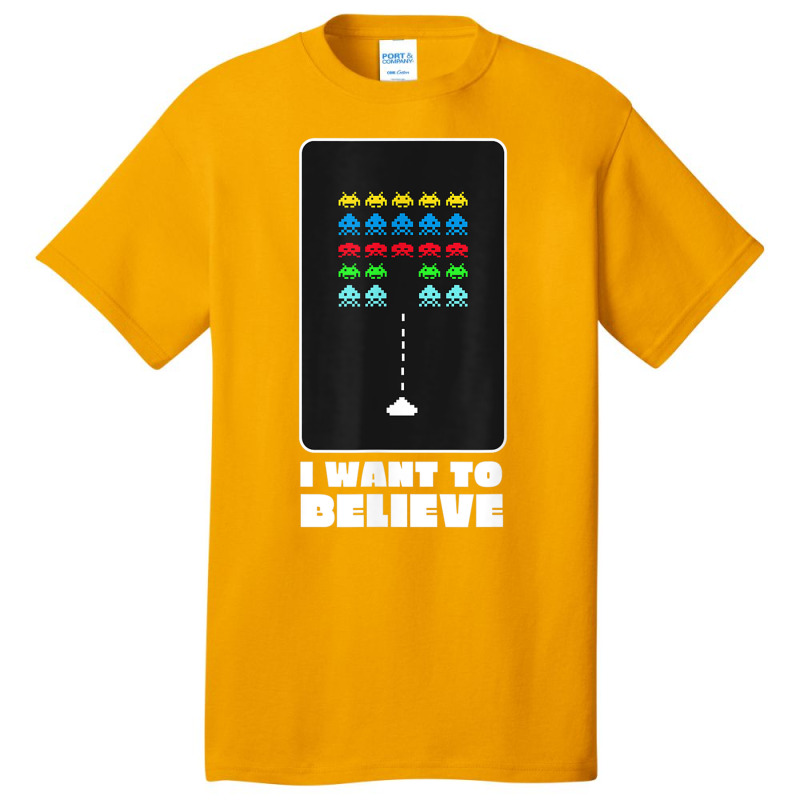 I Want To Believe Space Alien Invaders T Shirt Basic T-shirt by galloywa | Artistshot