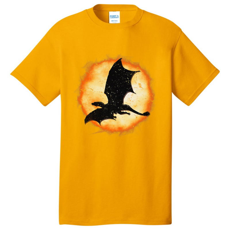 Flying Dragon Halloween Moon Mythical Fantasy Retr Basic T-shirt by kerrmanthez | Artistshot