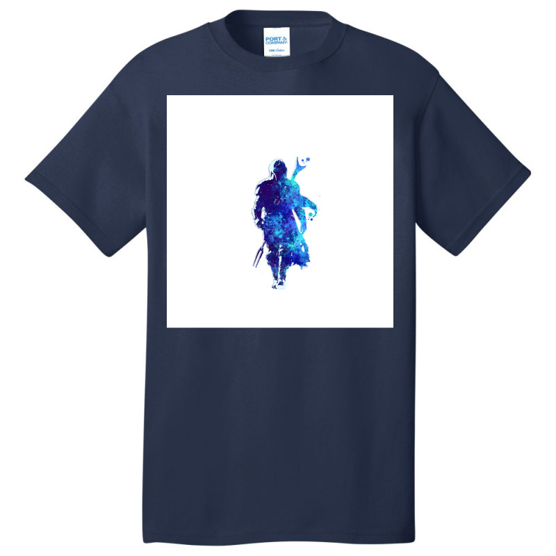 Mando Silhouette Blue Paint Spatter Basic T-shirt by nicolslauthao | Artistshot