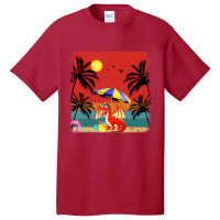 Beach Coconut Tree Retro Graphic Dragon Lover Summ Basic T-shirt | Artistshot