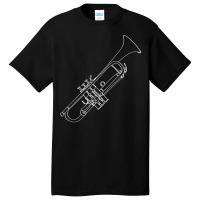 Trumpet Oneline Art   Trumpet Brass Instrument Tru Basic T-shirt | Artistshot