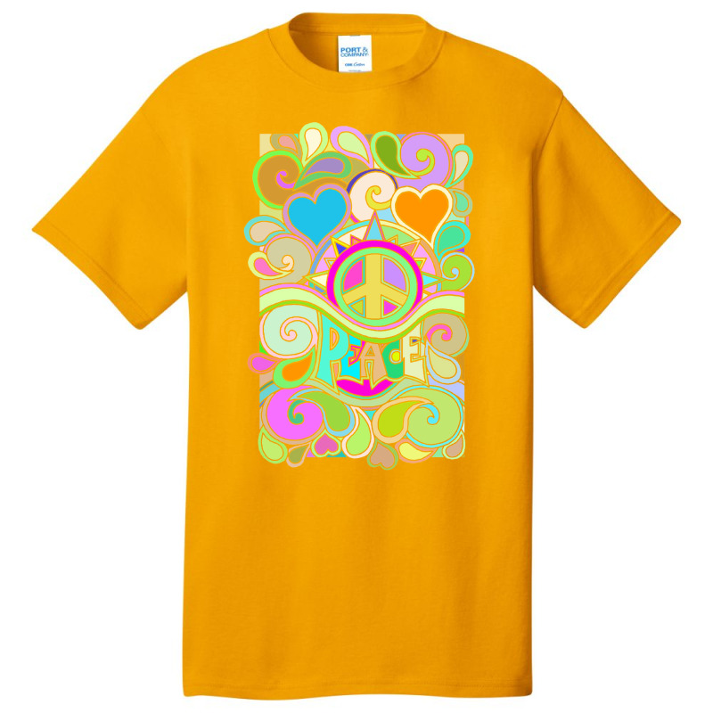 Psychedelic Hippy Retro Peace Art 1 Basic T-shirt by hermesginderq | Artistshot