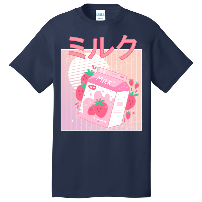 Japanese Aesthetics Kawaii Strawberry Milk Shake Basic T-shirt by skempsenesew | Artistshot