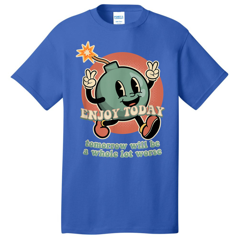 Existential Dread Retro Cartoon Bomb Grenade Nihil Basic T-shirt by mumm | Artistshot