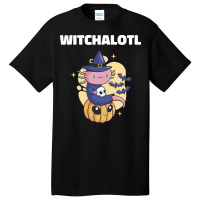 Cute Axolotl Witch With Pumpkin Halloween Music Basic T-shirt | Artistshot