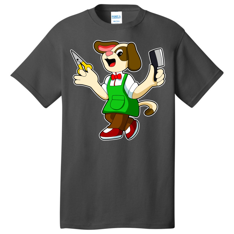 Dog As Hairdresser With Scissors Comb Travel Basic T-shirt by kuperkloocke | Artistshot