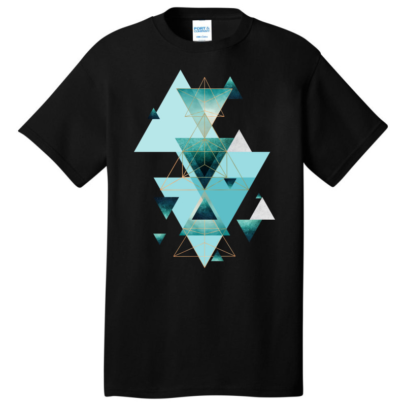 Geometric Triangle Compilation In Teal Basic T-shirt | Artistshot