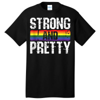 Strong And Pretty Gay Pride Gym Lifting Workout Lg Basic T-shirt | Artistshot