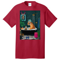 Tiger In A Bathtub Basic T-shirt | Artistshot