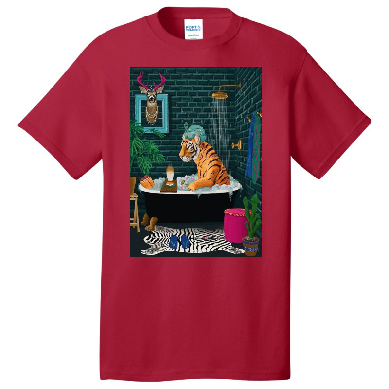 Tiger In A Bathtub Basic T-shirt | Artistshot