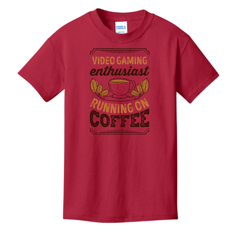 Trending Video Gaming Enthusiast Running On Coffee Gift Basic Youth T-shirt by haodinhvan1 | Artistshot