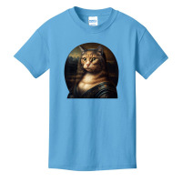 Mona Lisa With Cat Face Art Painting Basic Youth T-shirt | Artistshot