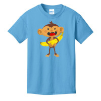 Monkey With Banana Kindergarten Kids Funny Monkey Basic Youth T-shirt | Artistshot