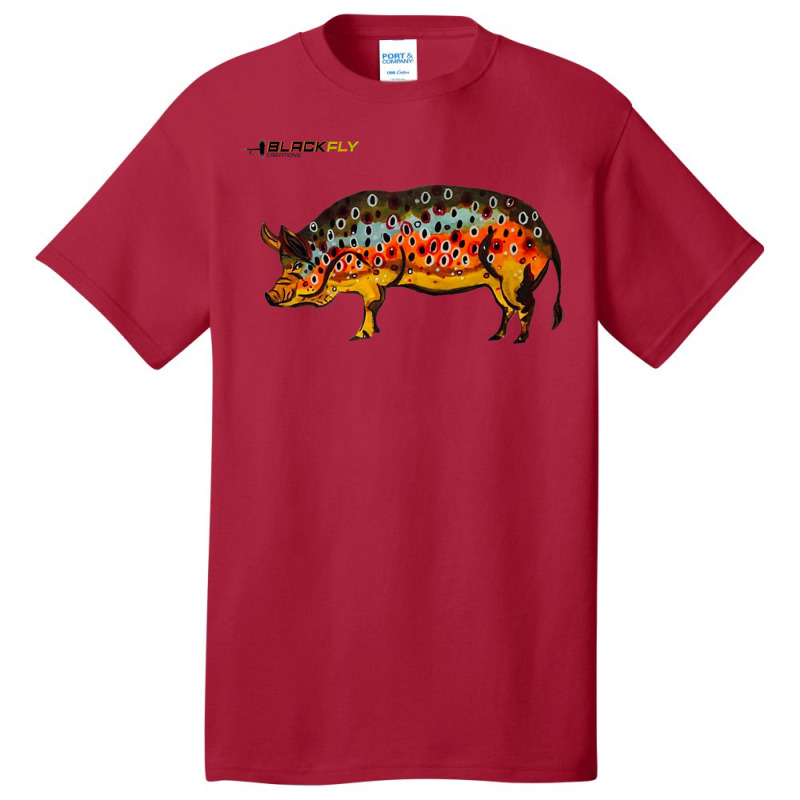 Funny Fly Fishing Pig Hog With Brown Trout Skin Te Basic T-shirt | Artistshot