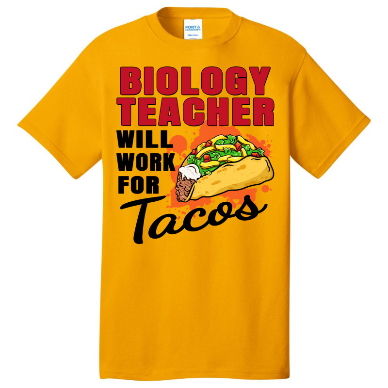 Biology Teacher Will Work For Tacos 70s Basic T-shirt | Artistshot