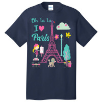 Oh La La I Love Paris Eiffel Tower French Traditio Basic T-shirt | Artistshot