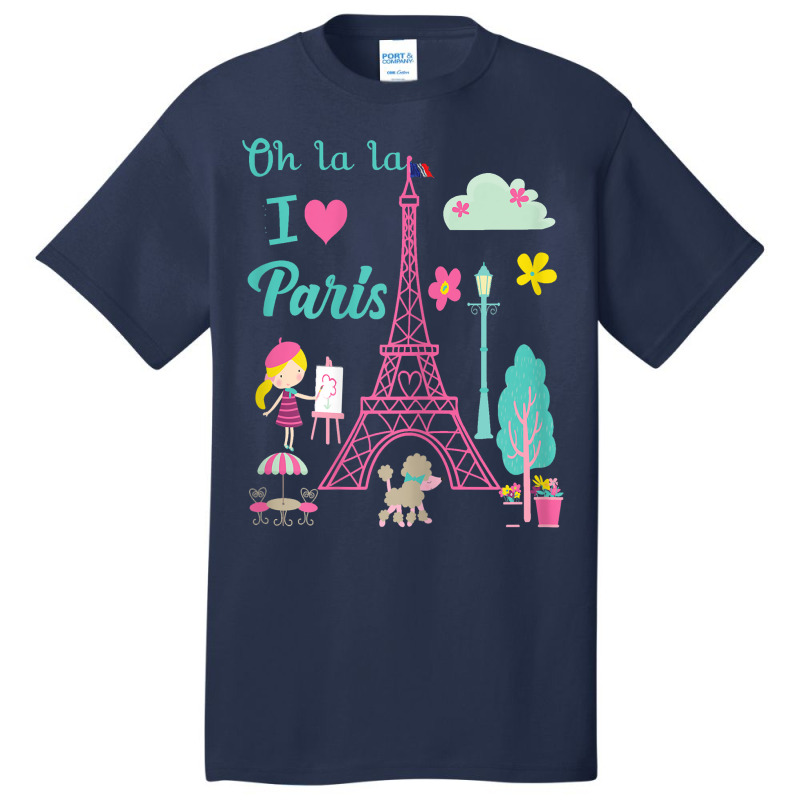 Oh La La I Love Paris Eiffel Tower French Traditio Basic T-shirt by yucalsye | Artistshot