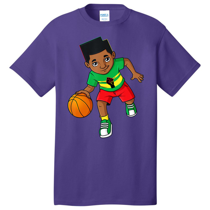 Black King Dribbling A Basketball Brown Skin Boys Basic T-shirt | Artistshot