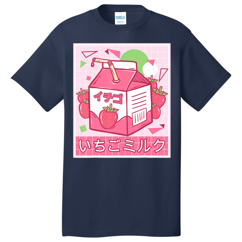 Funny Retro Japanese Kawaii Strawberry Milkshake 9 Basic T-shirt by voutsro | Artistshot