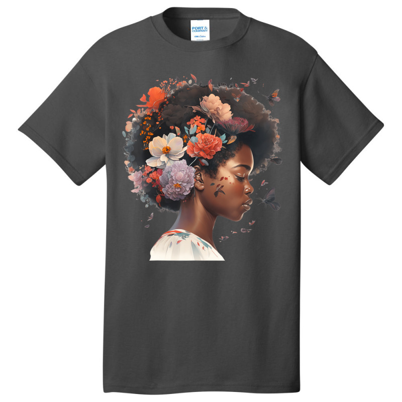 Flowers Butterflies Humming Birds Natural Black Wo Basic T-shirt | Artistshot