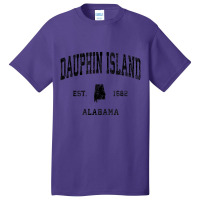 Dauphin Island Alabama Al Vintage Athletic Black S Basic T-shirt | Artistshot