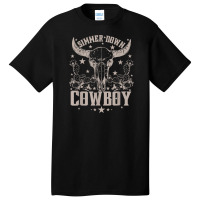 Simmer Down Cowboy Cowgirl, Western Cow Skull Basic T-shirt | Artistshot