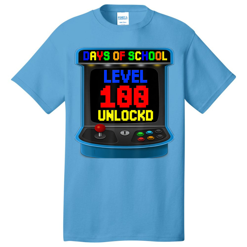 Level 100 Days Of School Unlocked Video Game Arcad Basic T-shirt by heffopance | Artistshot