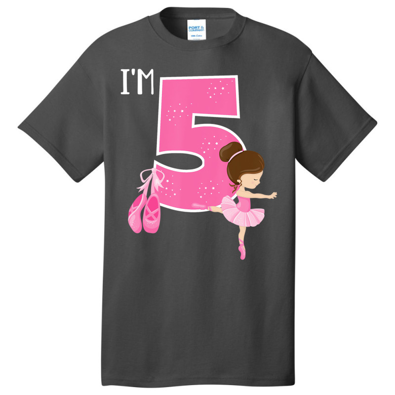 Girl's 5 Year Old Ballerina 5th Birthday Party Bal Basic T-shirt | Artistshot